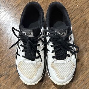 Asics Black and White Volleyball Athletic Shoes